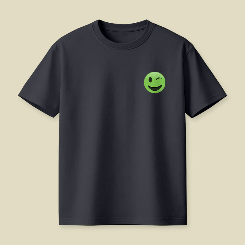 Green Emoji Wink Playful T-Shirt