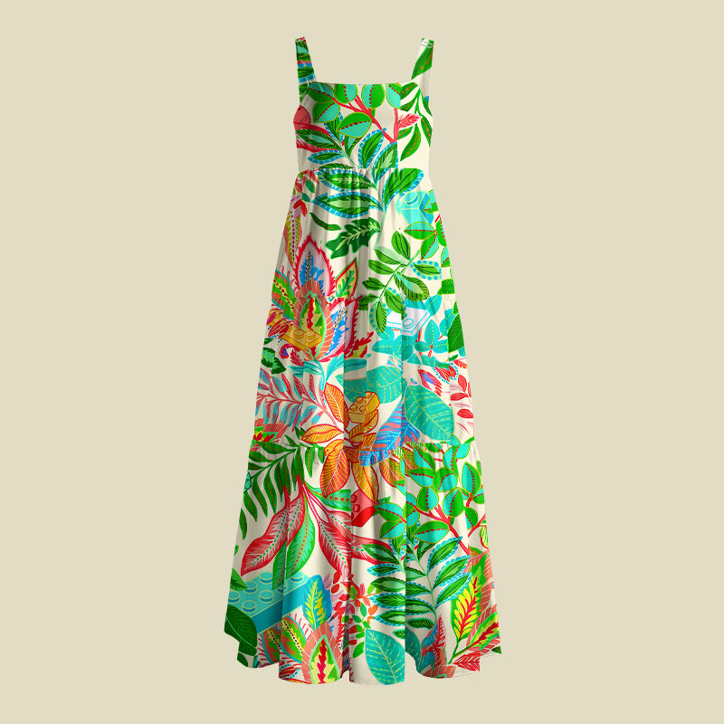 Tropical Blocks Playful Maxi Dress