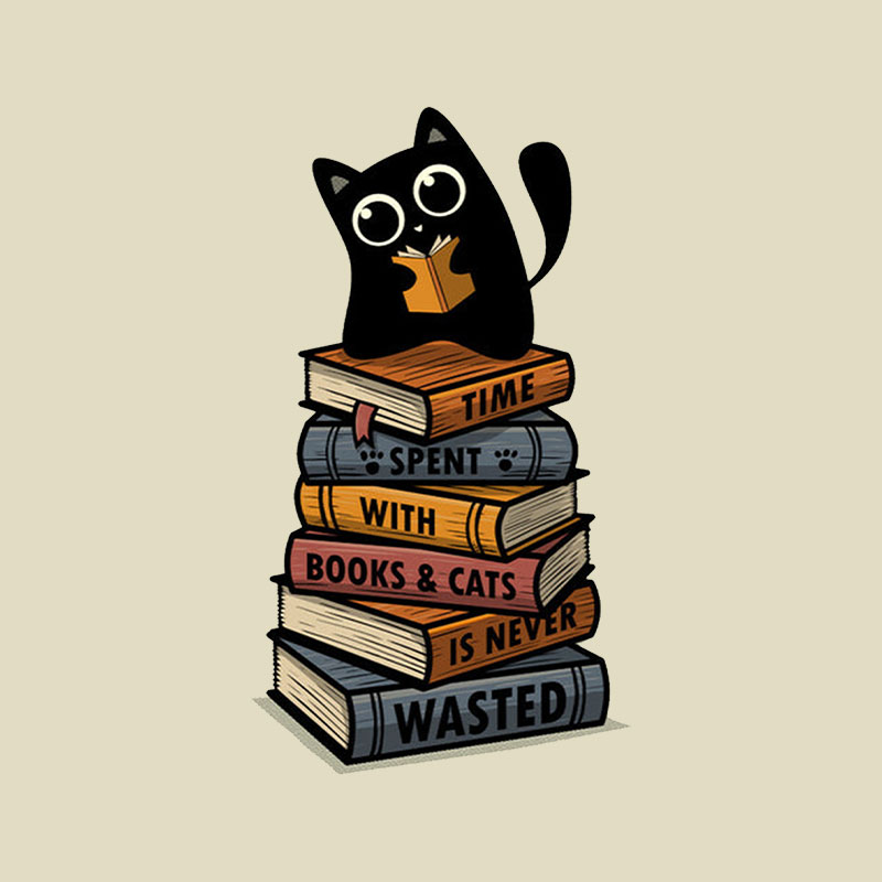 Time Spent With Books And Cats Playful T-Shirt