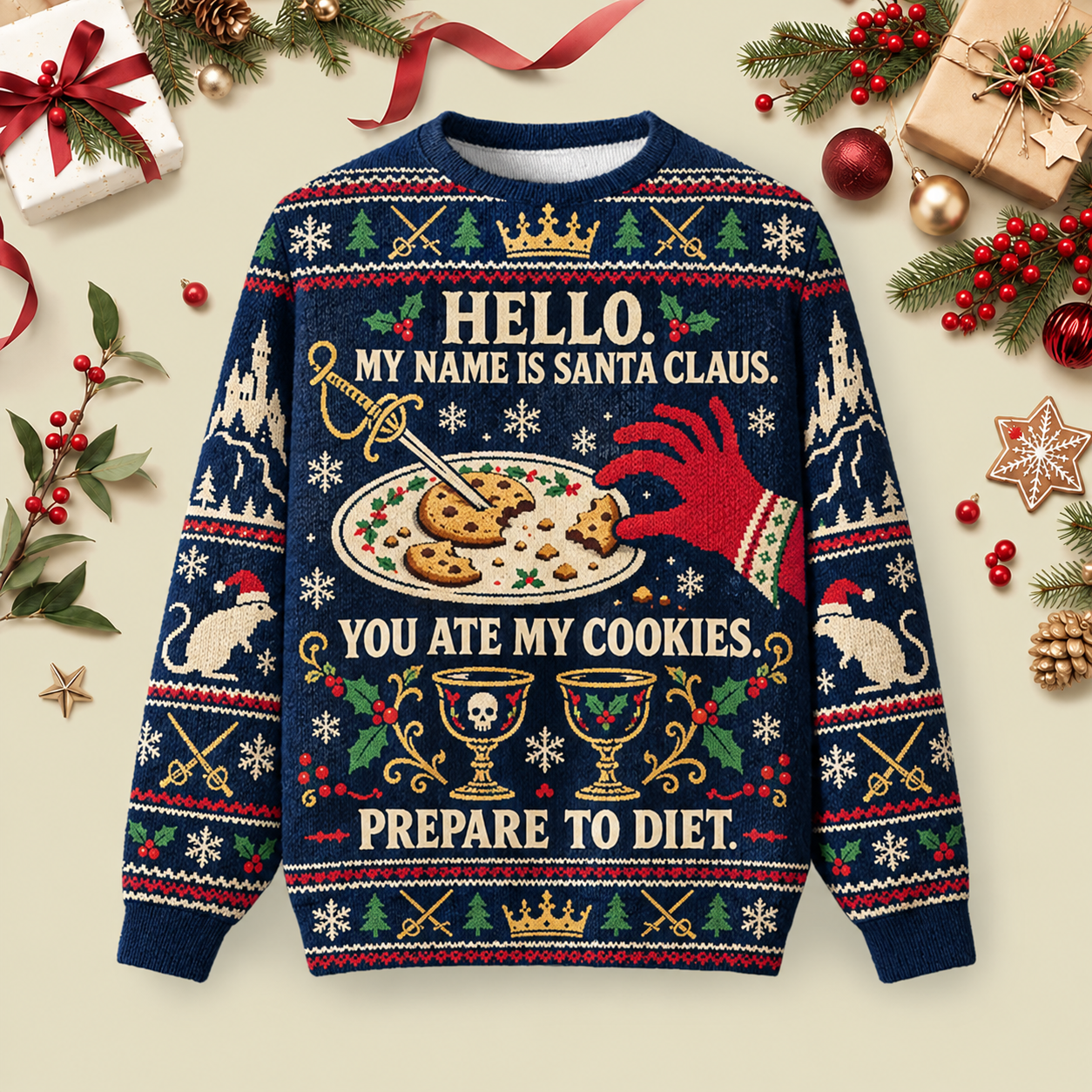 Prepare To Diet Ugly Christmas Fluffy Sweatershirt