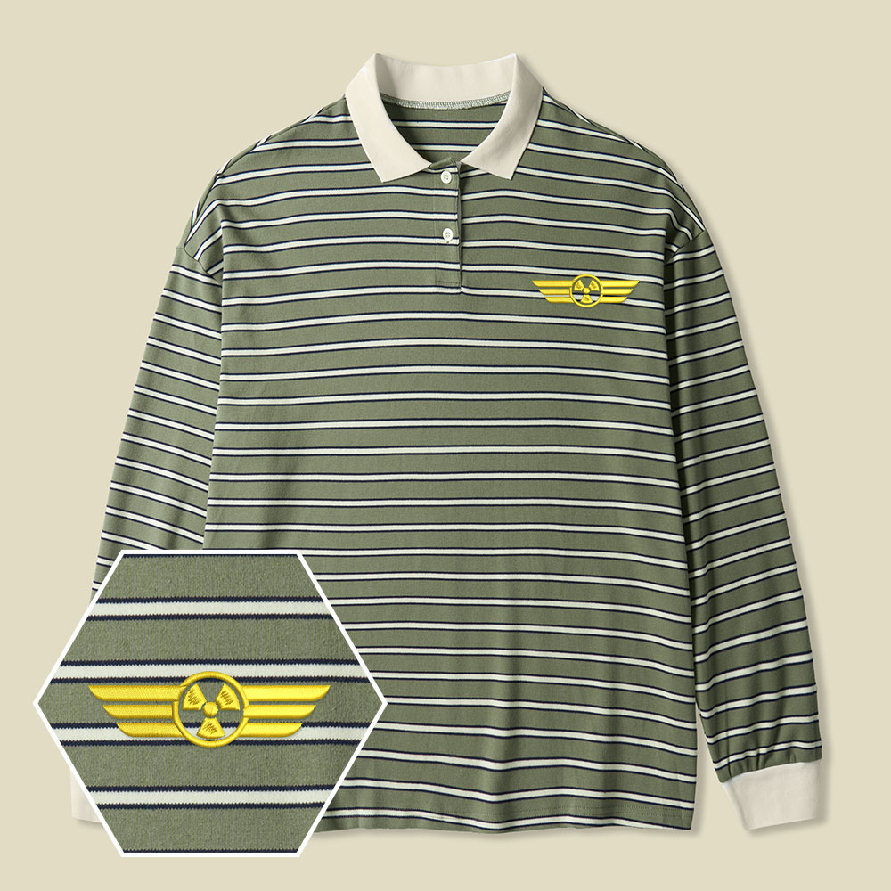 Chernobyl 1986 Safety Operations Team Lycra Striped Embroidered Long-Sleeve Polo