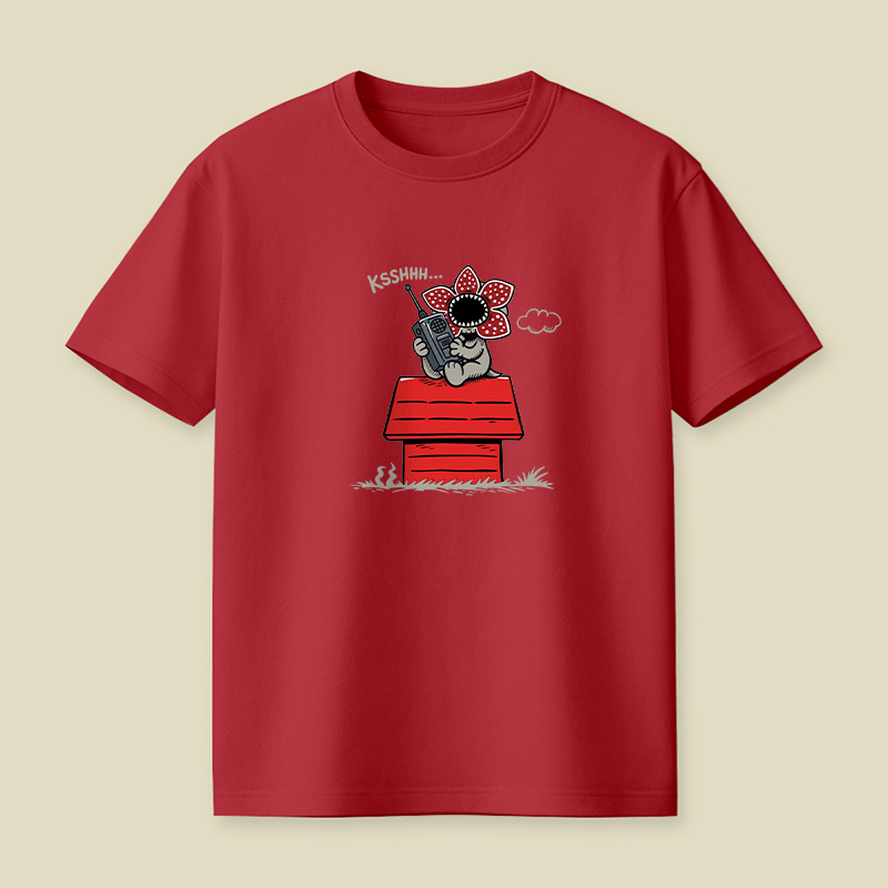 Demogorgon On Doghouse Stranger Things Playful T-Shirt
