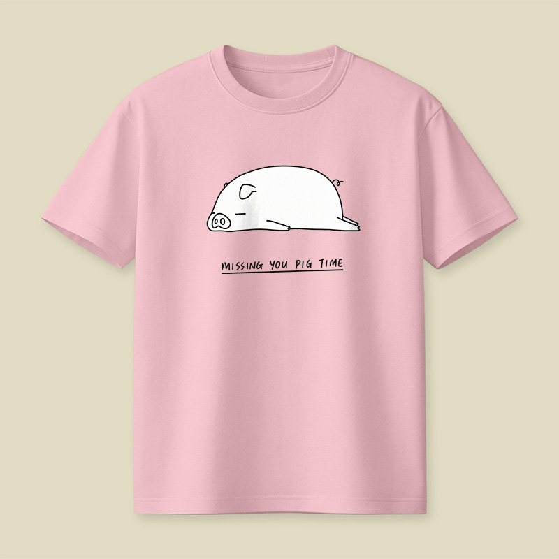 Sleepy Pig Missing You Pun Playful T-Shirt