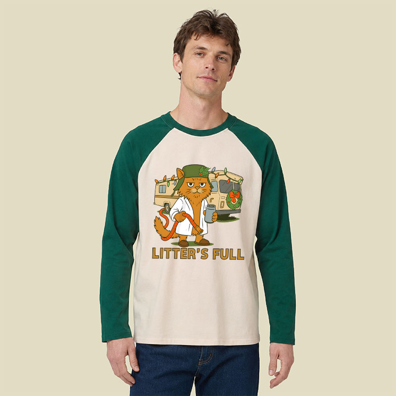 Litter'S Full Vacation Cat Raglan Long-Sleeve Tee