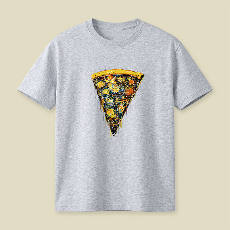 Starry Night Pizza Slice Playful T-Shirt