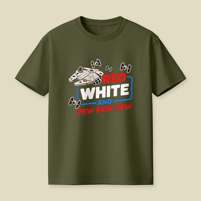 Red White and Pew Pew Playful T-Shirt