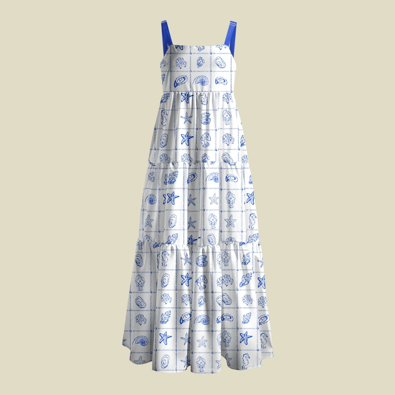 Seashell Blueprint Playful Maxi Dress