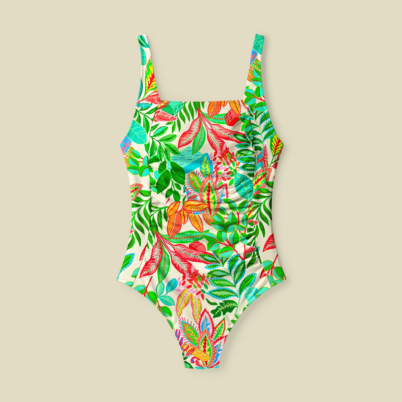 Tropical Blocks Tummy Control One Piece Swimsuit