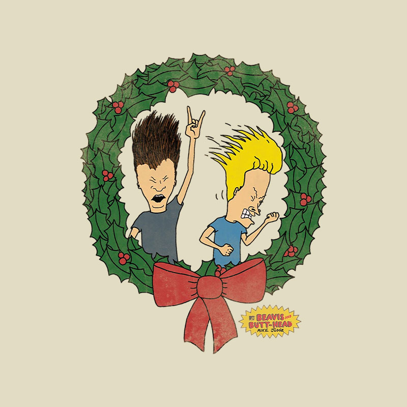 BAB Rock Out Vintage Christmas Wreath Logo Playful T-Shirt