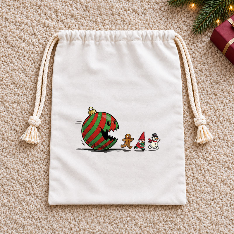 Holiday Chase Game Christmas Drawstring Gift Bag