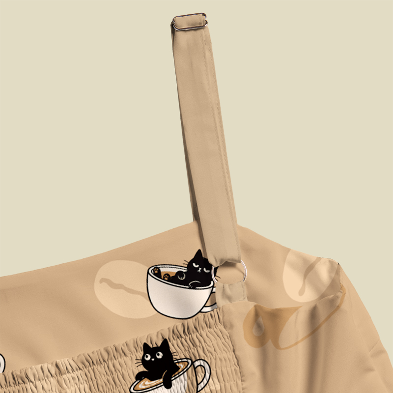 Coffee Cat Playful Maxi Dress