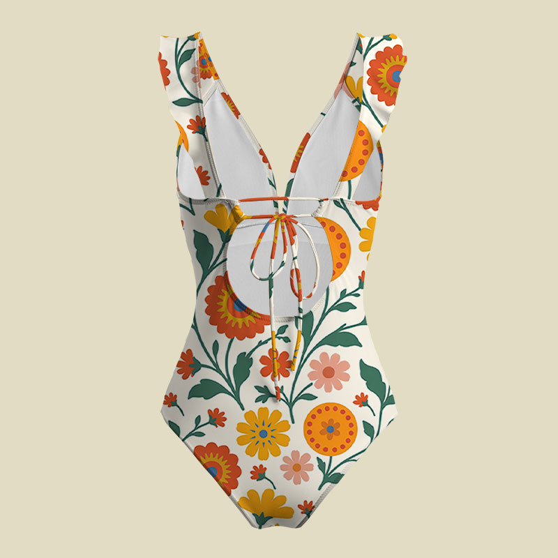 Sunflower V-Neck One Piece Swimsuit