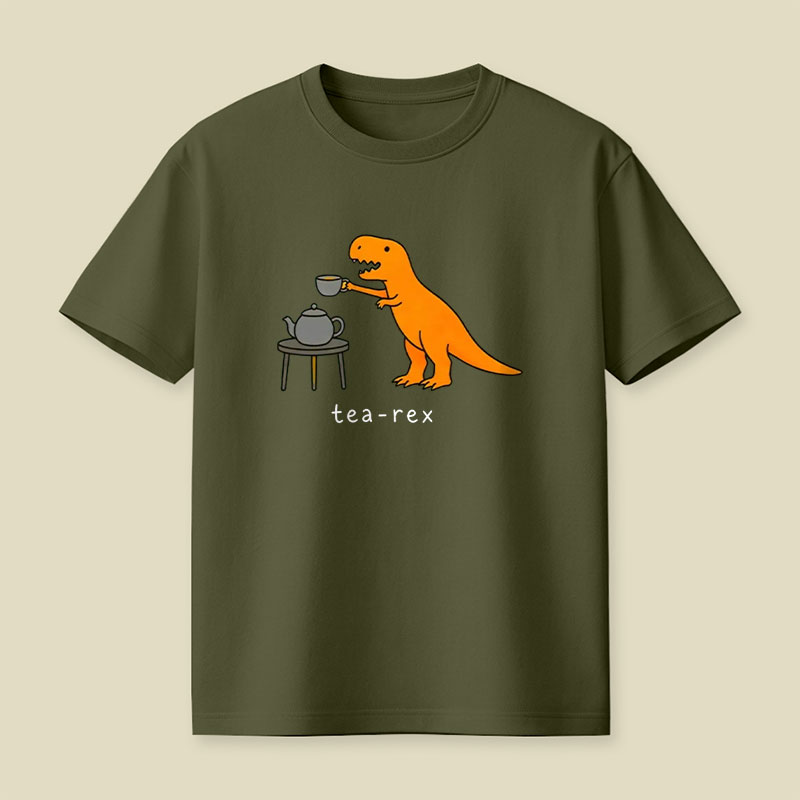 Tea-Rex Funny Cartoon Playful T-Shirt