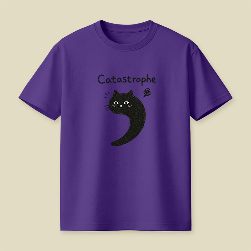 Black Cat Catastrophe Humor Playful T-Shirt