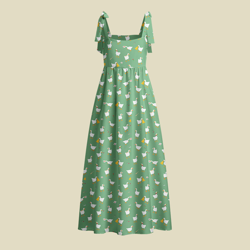 Goose Game Green Playful Maxi Dress
