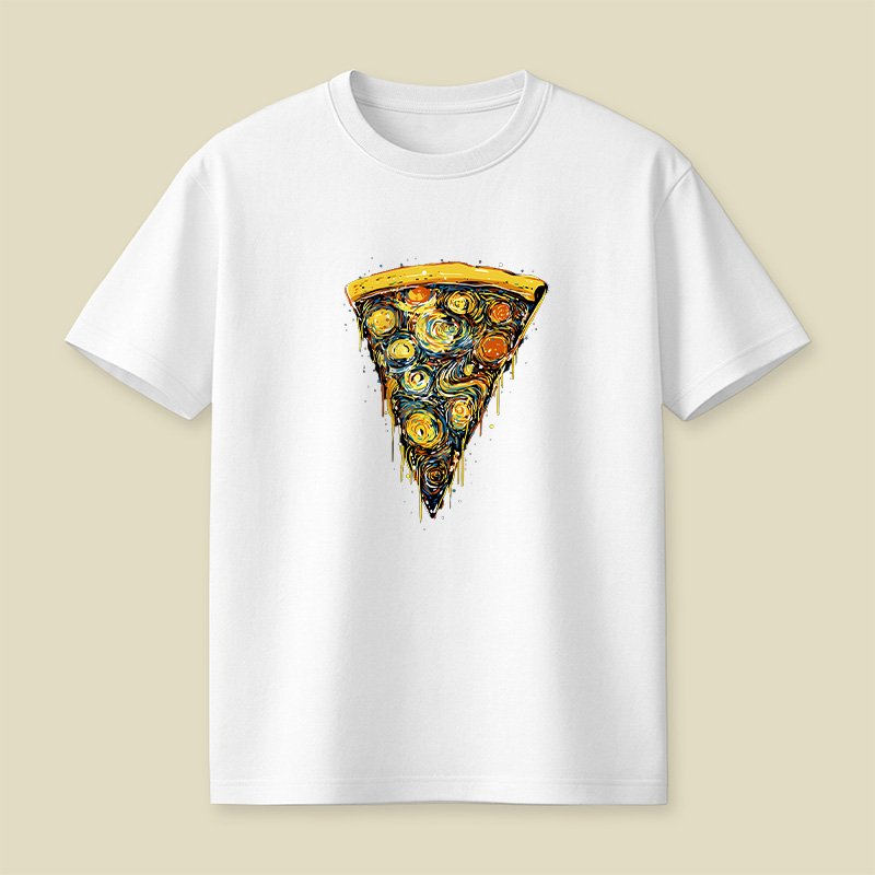 Starry Night Pizza Slice Playful T-Shirt
