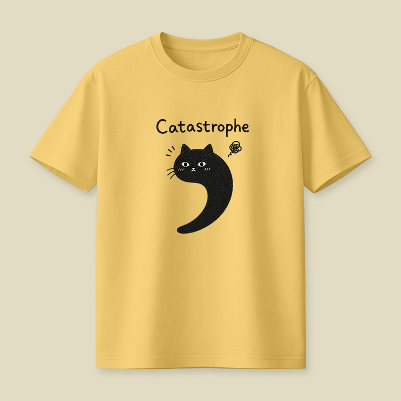 Black Cat Catastrophe Humor Playful T-Shirt