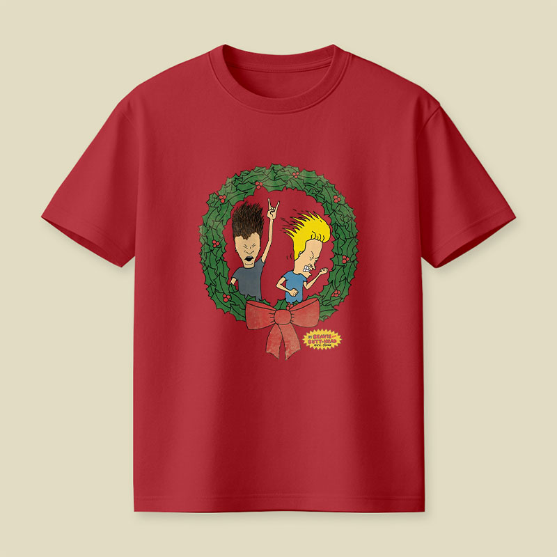 BAB Rock Out Vintage Christmas Wreath Logo Playful T-Shirt