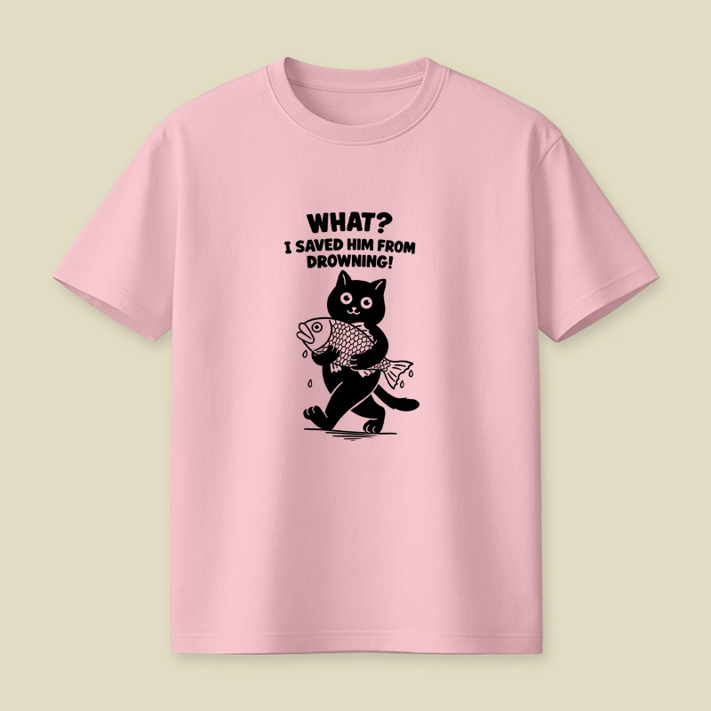 Cat And Fish Playful T-Shirt