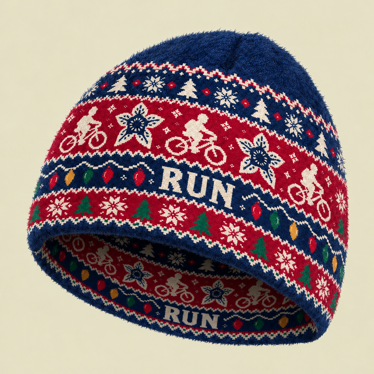 Stranger Holiday Run Fuzzy Beanie