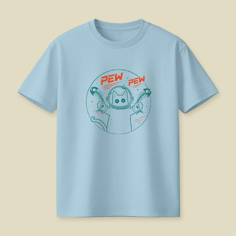 Pew Pew Space Cat Playful T-Shirt