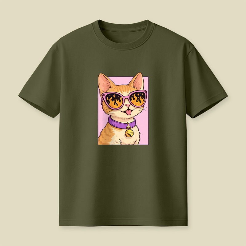 Cat Watching The World Burn Playful T-Shirt