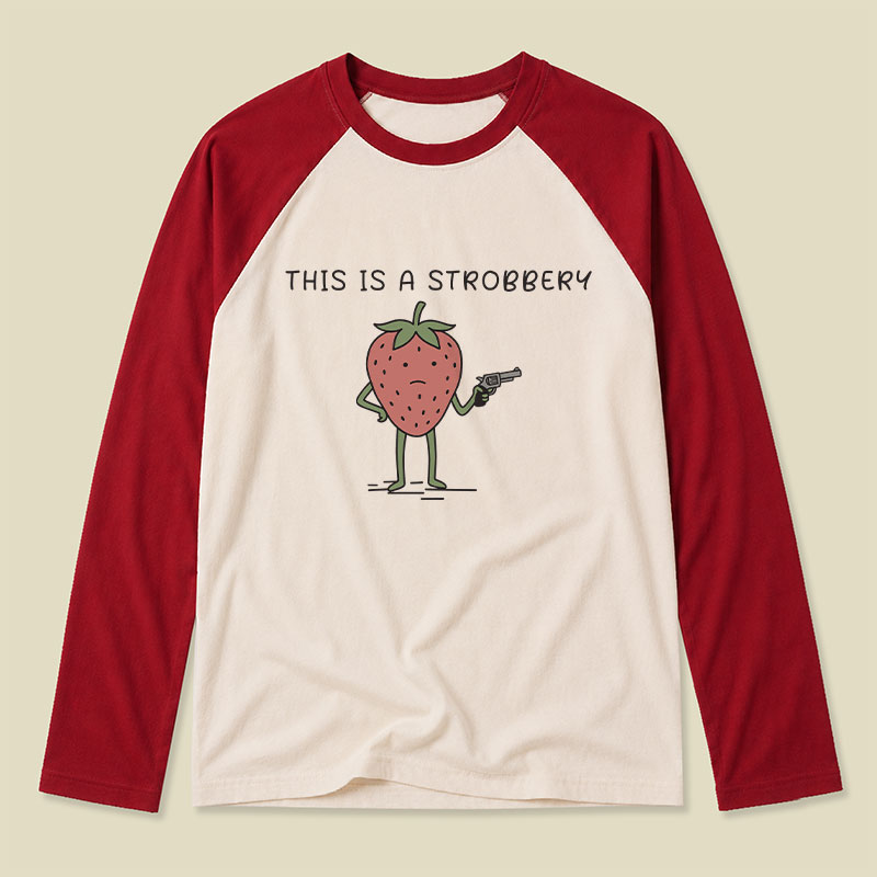 This is a Strobbery Raglan Long-Sleeve Tee