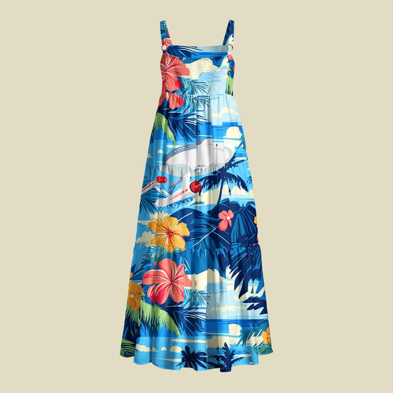 Scifi Spacecraft Hawaii Playful Maxi Dress