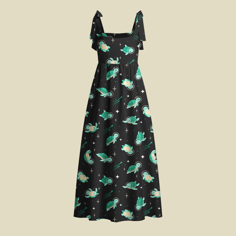 Space Turtles Playful Maxi Dress