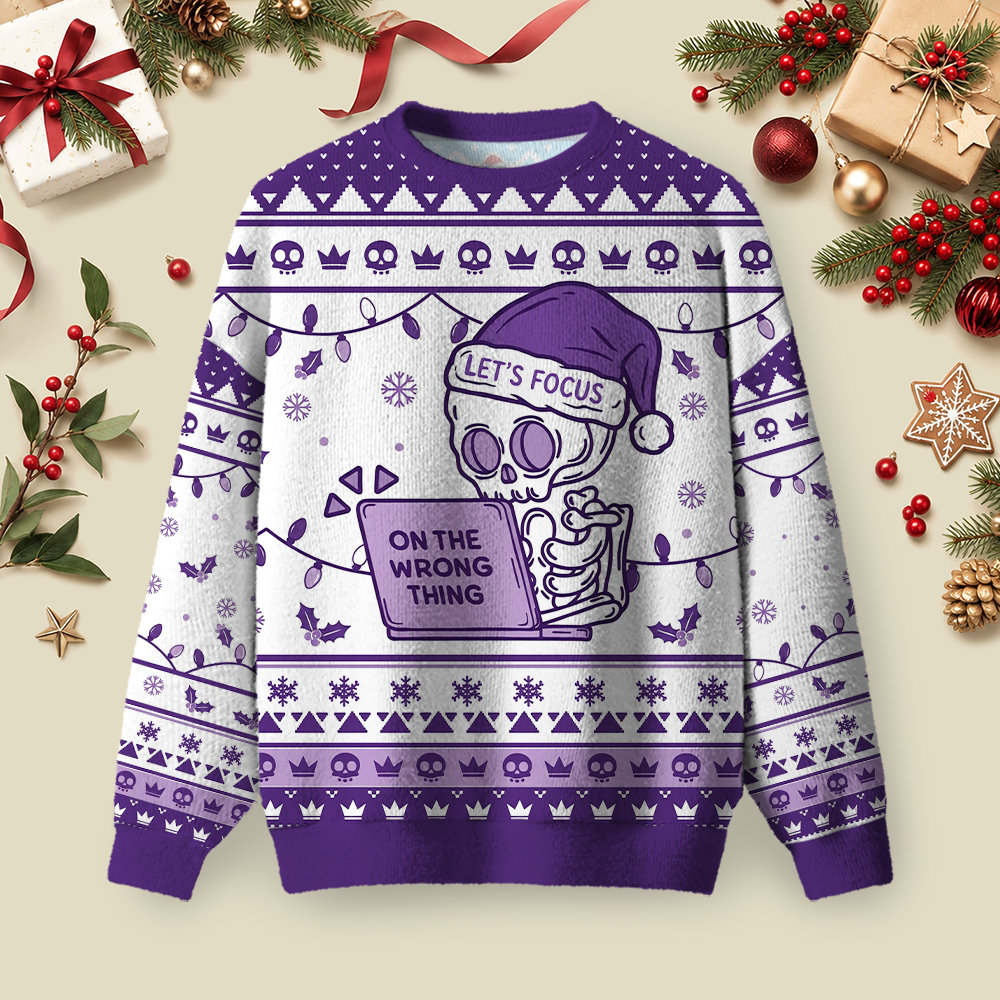 Focus On The Wrong Thing Ugly Christmas Fluffy Sweatershirt