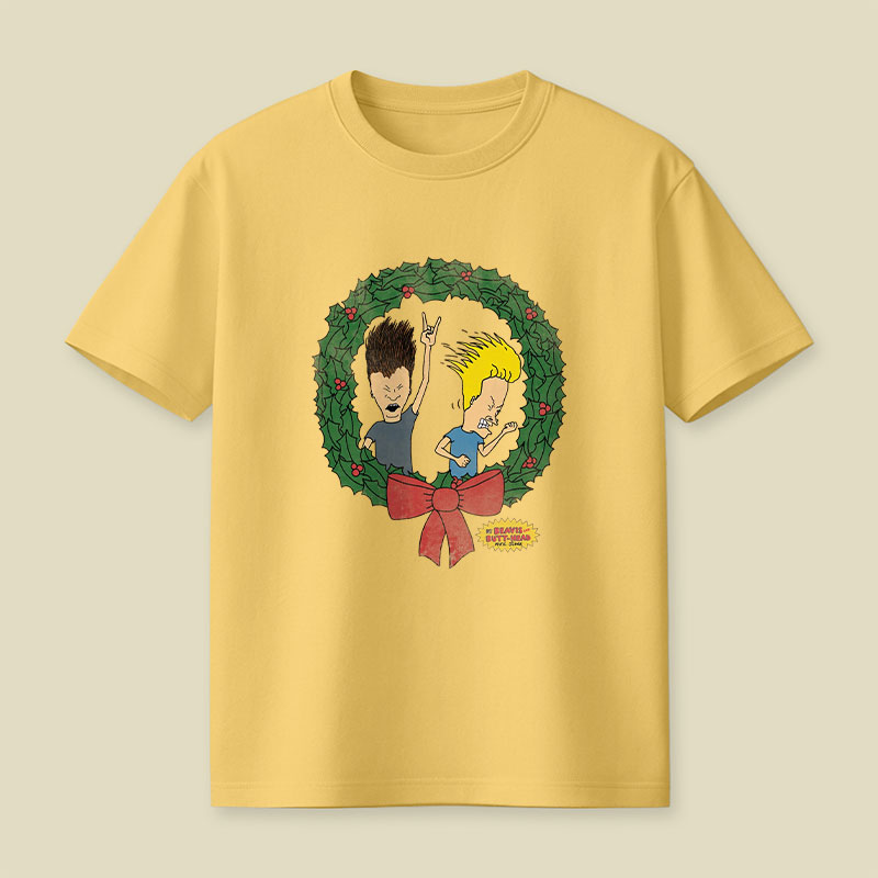 BAB Rock Out Vintage Christmas Wreath Logo Playful T-Shirt