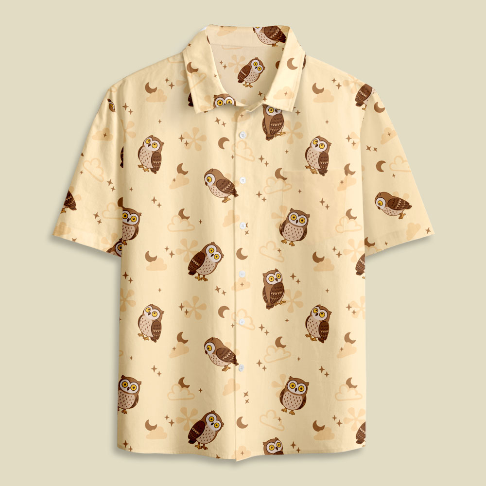 Owl Night Button Up Pocket Shirt