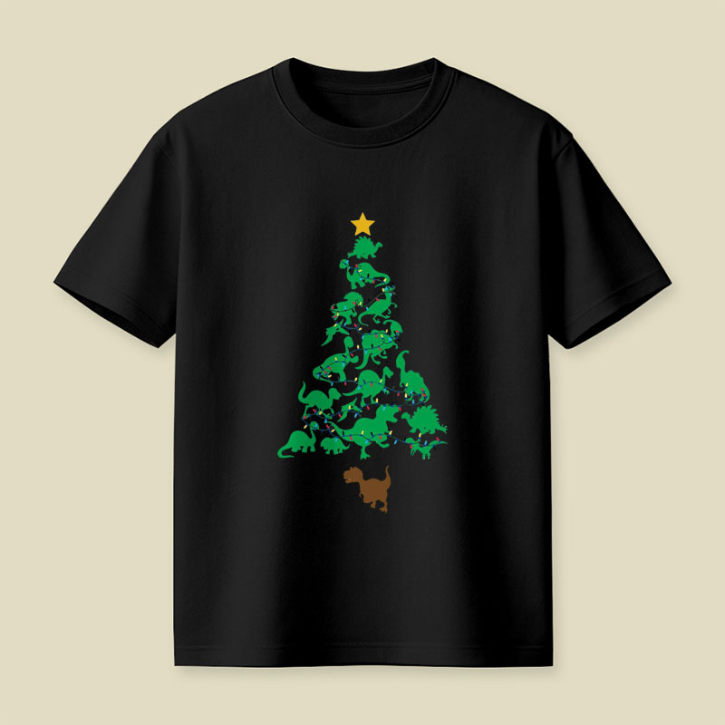 Dino Christmas Tree Playful T-Shirt