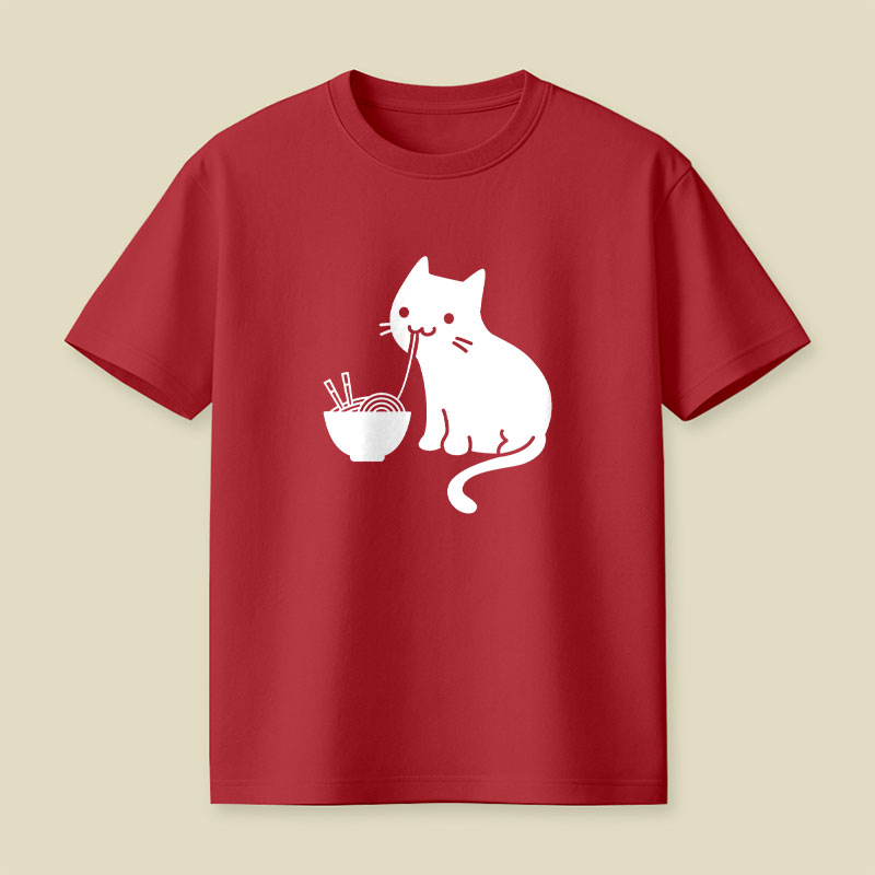 Cute Cat Eating Ramen Playful T-Shirt