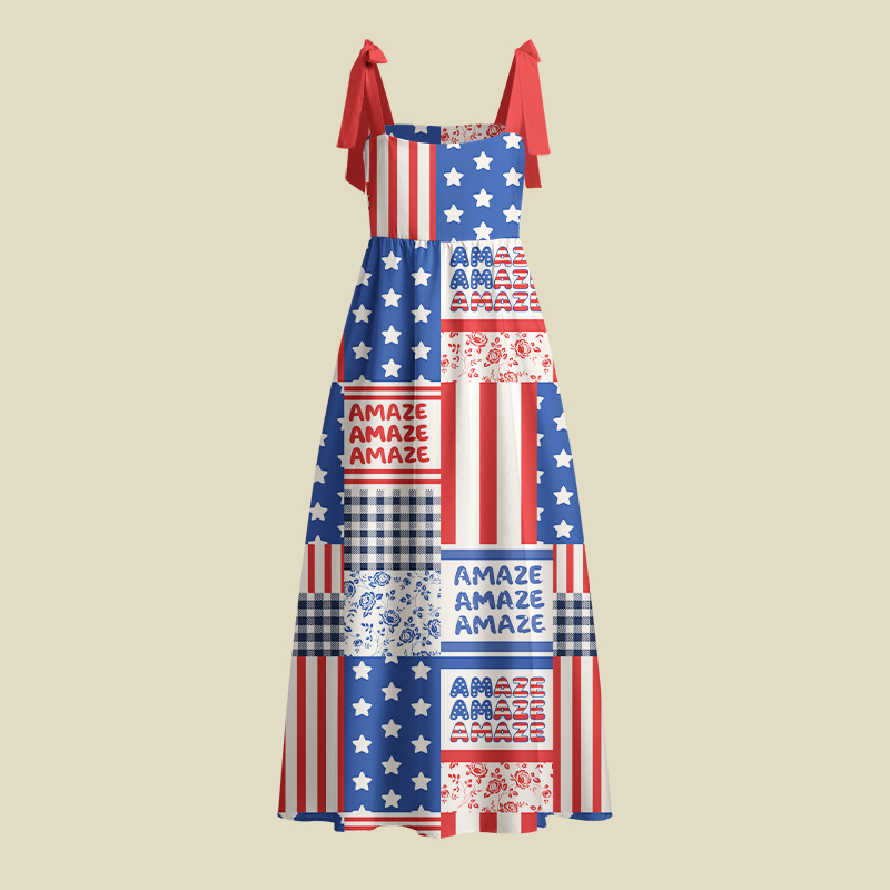 Space Rescue American Flag Playful Maxi Dress