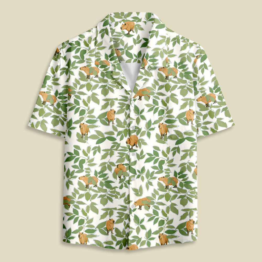 Capybara Lazy Oasis Button Up Pocket Shirt