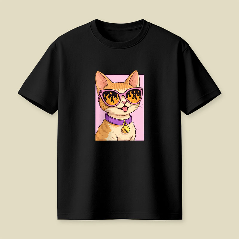 Cat Watching The World Burn Playful T-Shirt