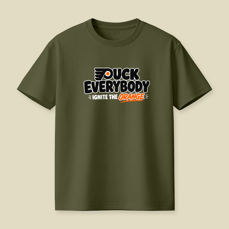 Puck Everybody Ignite The Orange Hockey Playful T-Shirt