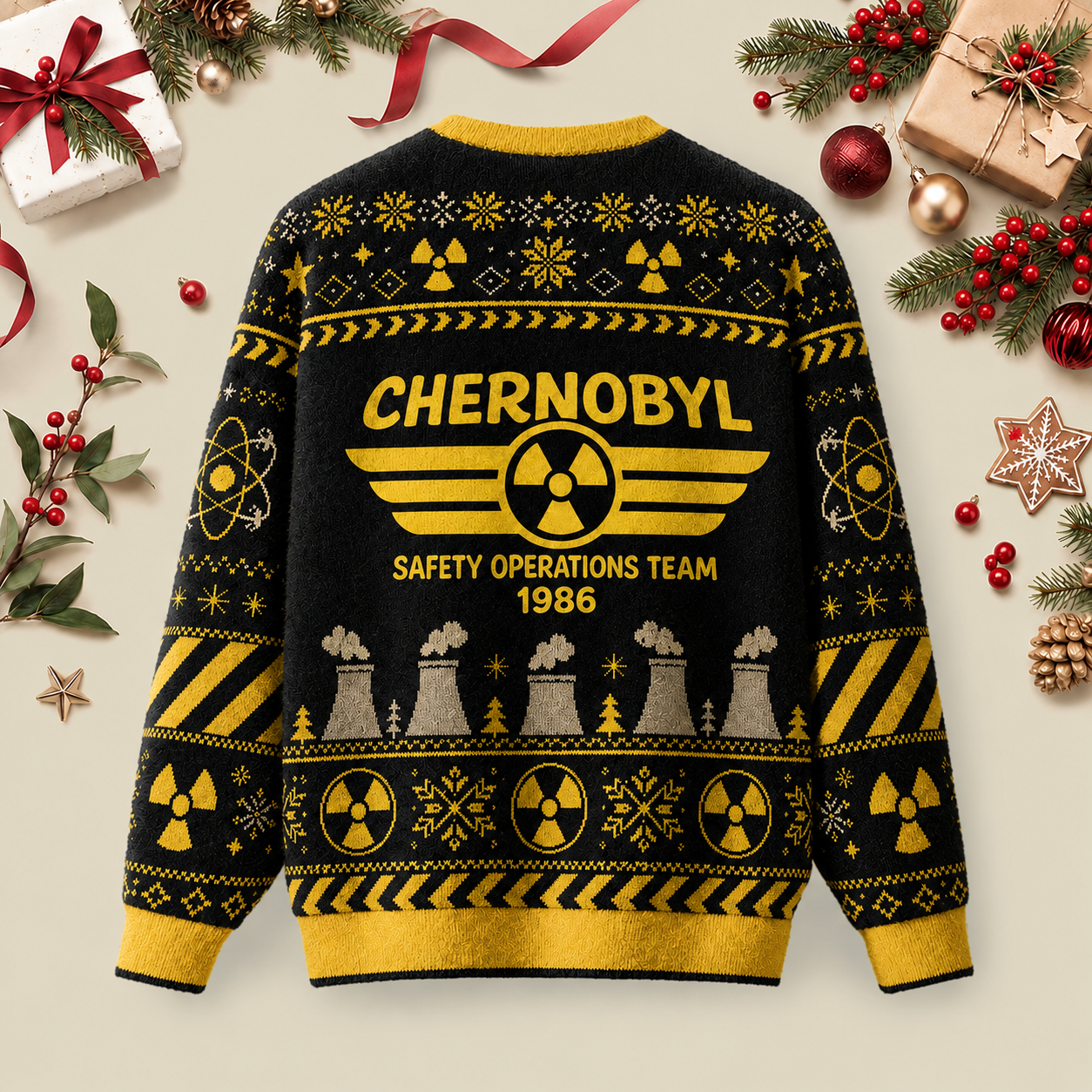Chernobyl 1986 Safety Operations Team Ugly Christmas Fluffy Sweatershirt