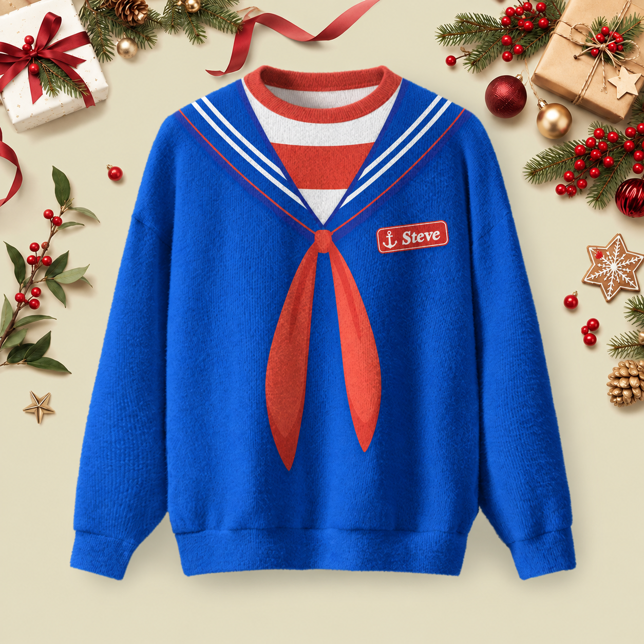 Steve Harrington‘s Ugly Christmas Fluffy Sweatershirt