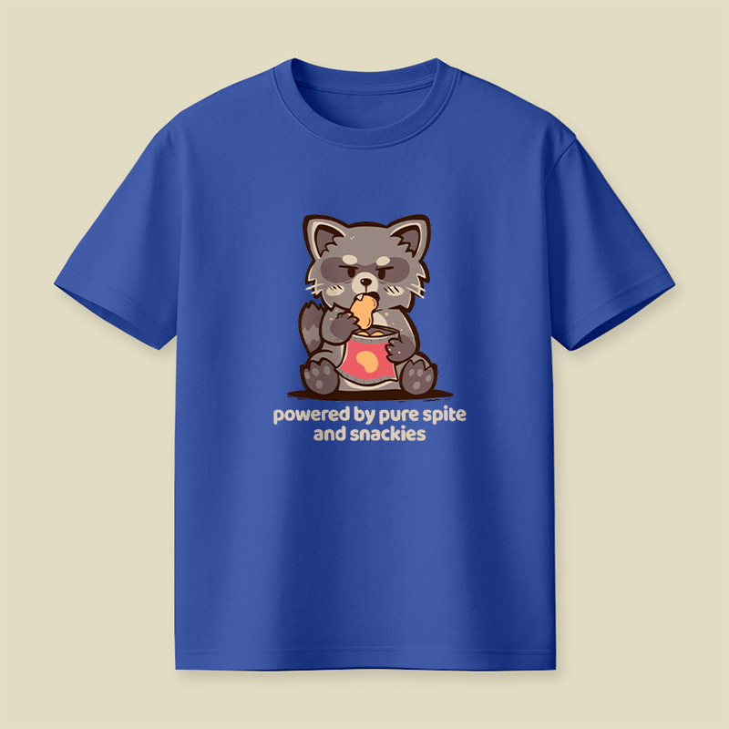 Powered By Spite And Snackies Raccoon Playful T-Shirt