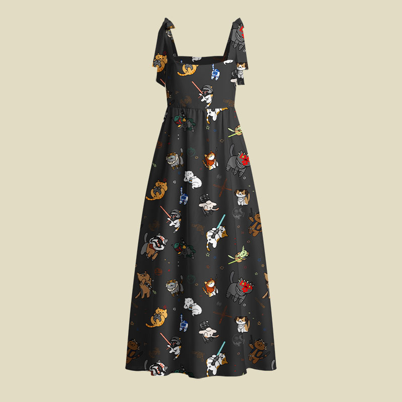 Tie The Fighter Cat Playful Maxi Dress