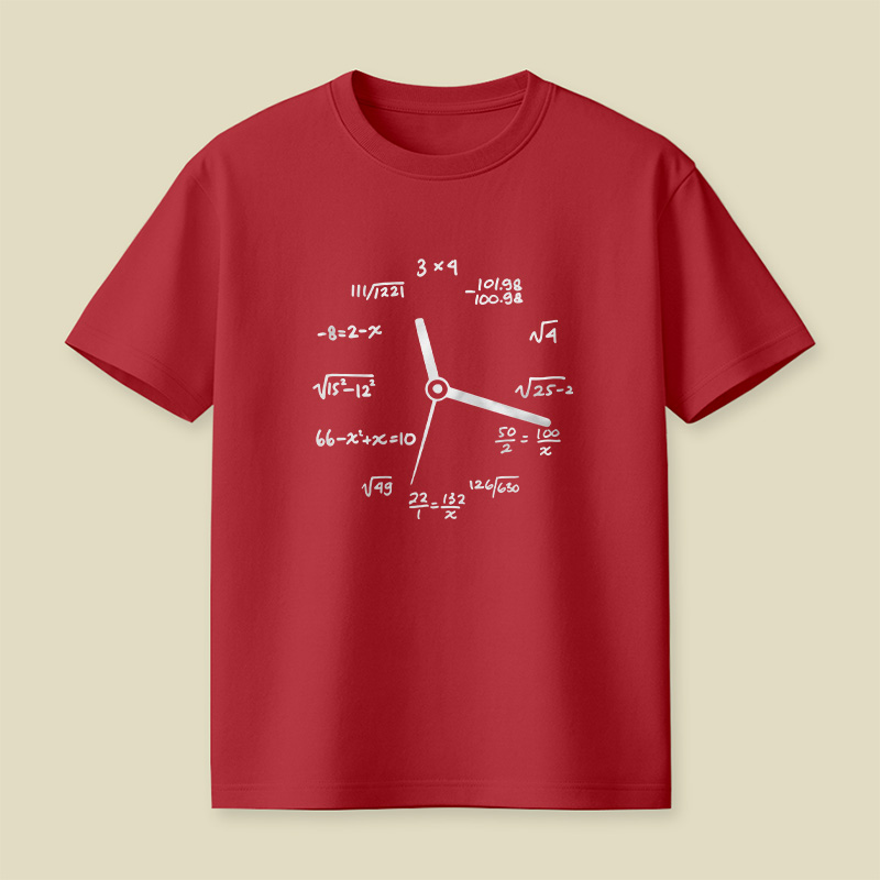 Math Equation Clock Nerd Pun Playful T-Shirt