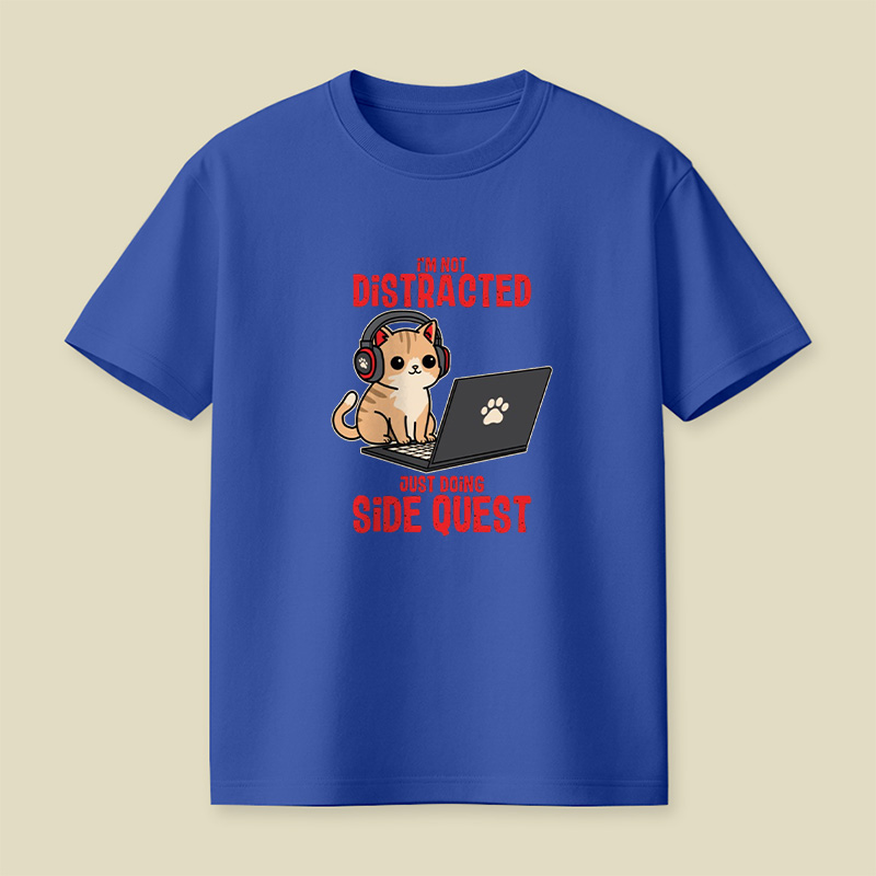 Gamer Cat Side Quest Playful T-Shirt