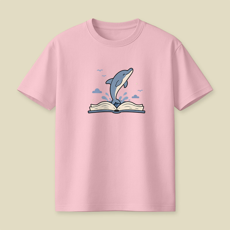 Dolphin Jumping Out Of Book Playful T-Shirt
