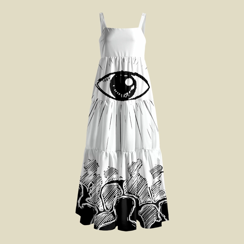 1984 Wathching You Playful Maxi Dress