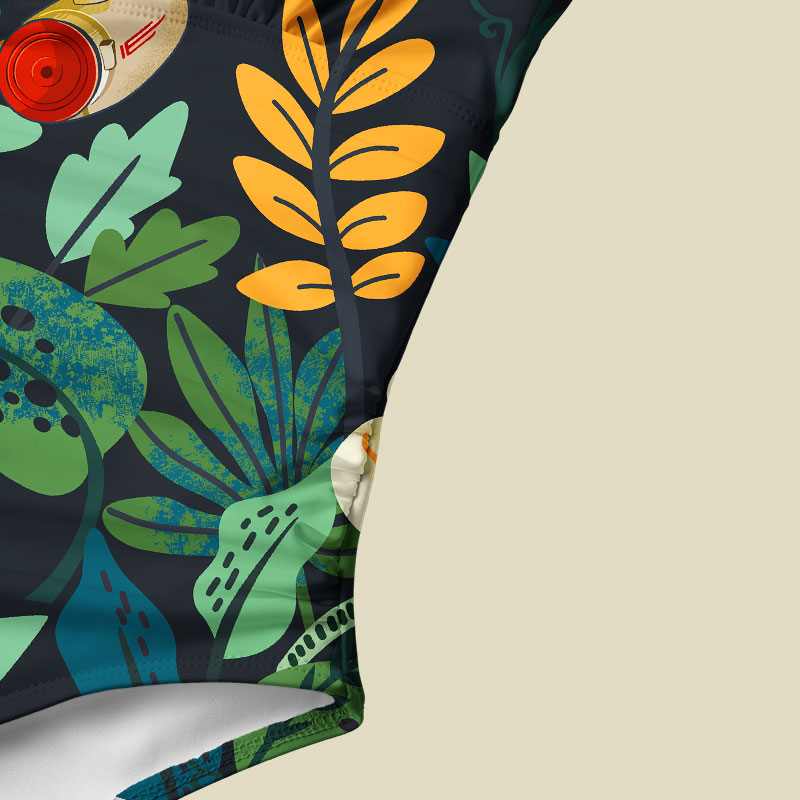 Scifi Spacecraft Hawaii Green Tummy Control One Piece Swimsuit