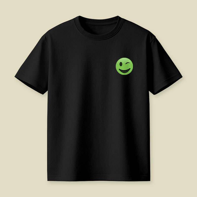 Green Emoji Wink Playful T-Shirt
