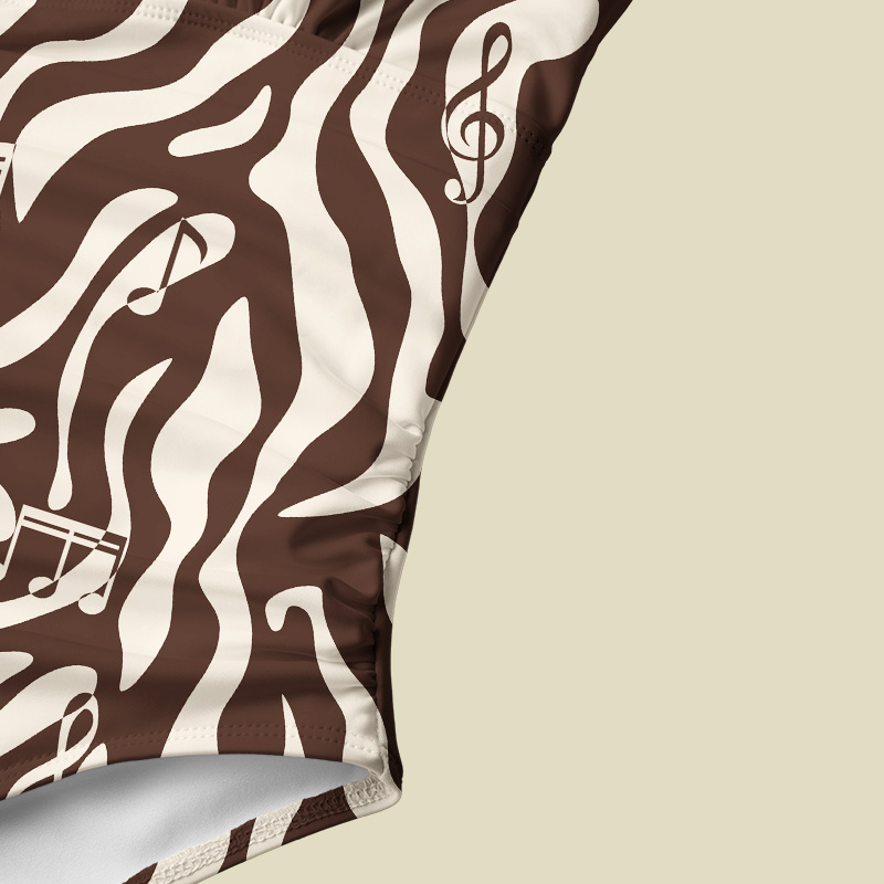 Musical Notes and Movements Tummy Control One Piece Swimsuit