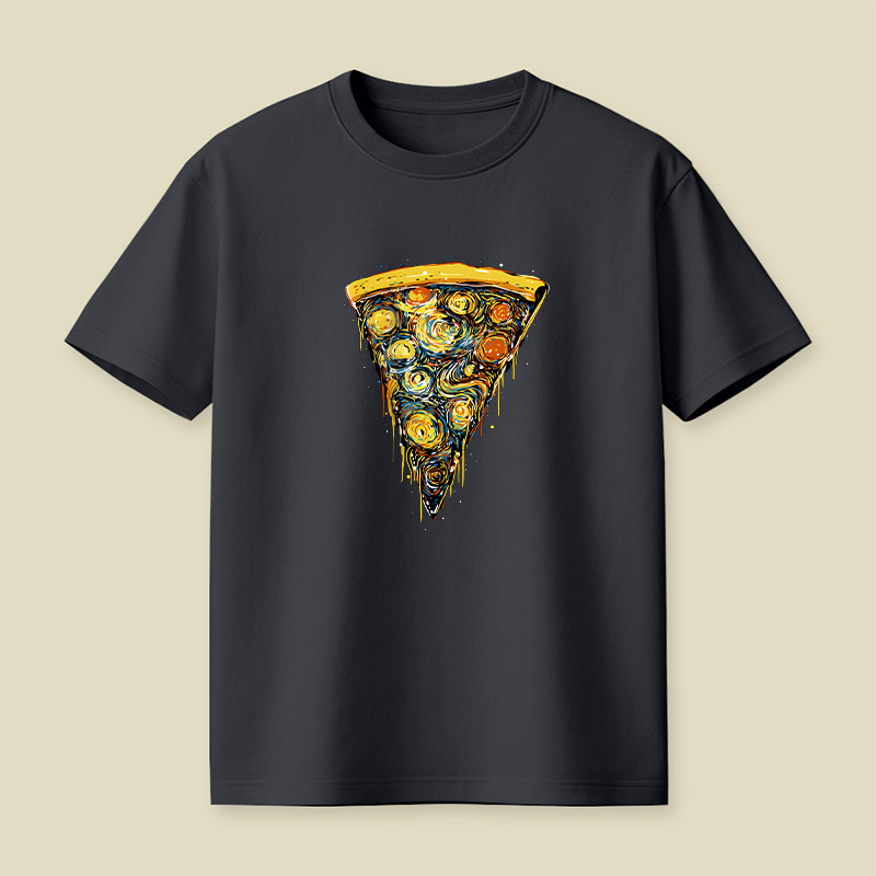 Starry Night Pizza Slice Playful T-Shirt